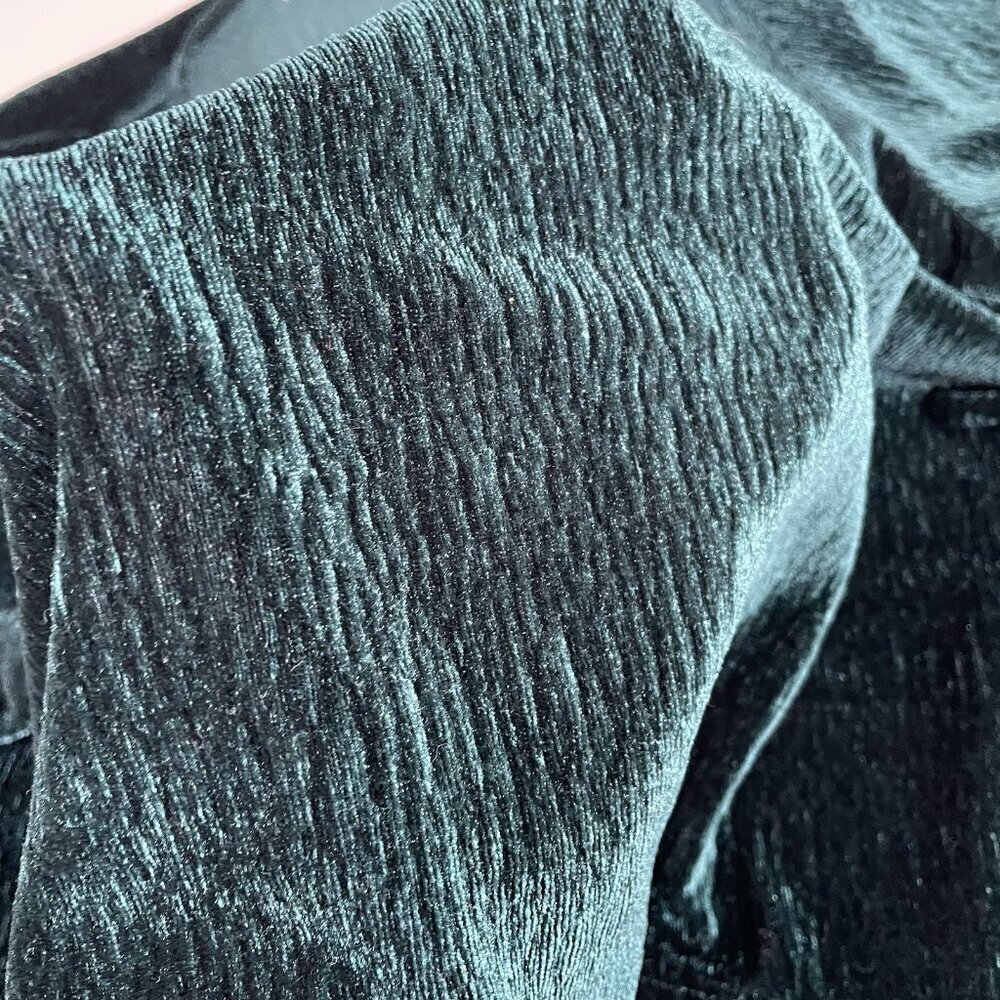 Madewell Texture & thread Women’s Forest Green Crushed Velvet Top Flutter Sz S - Picture 7 of 7